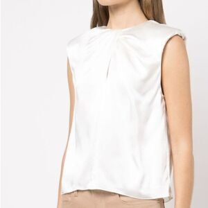 Frame Twist Front Silk Top in Off White | Size M